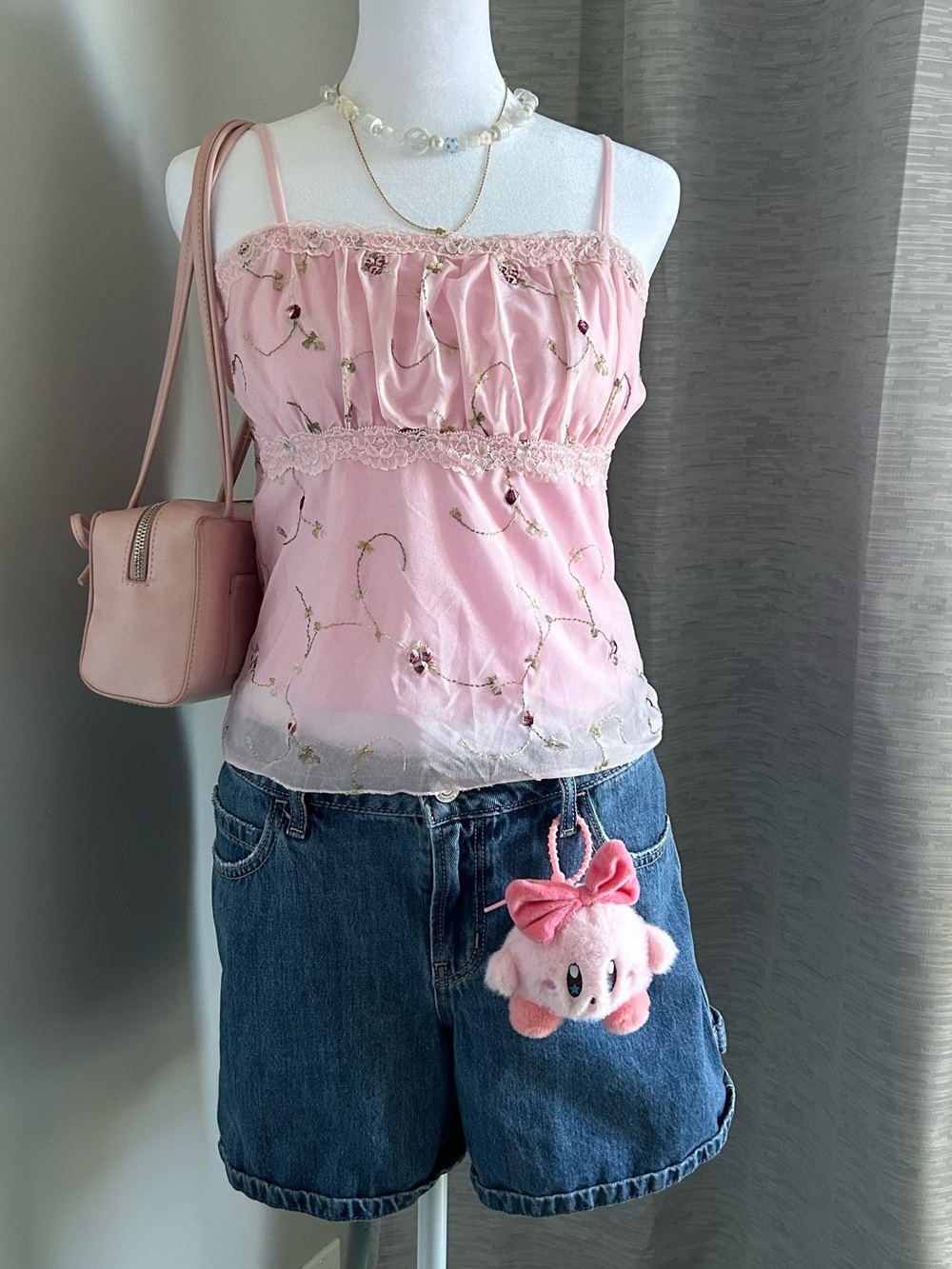 Thirty Thirty Pink Lace Floral Cami Coquette Fairycore